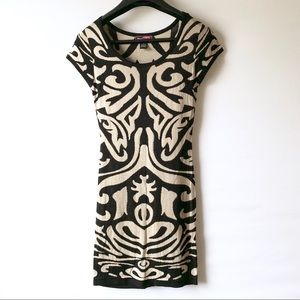 Say what | Tan & Black Aztec Sweater Dress (A100)